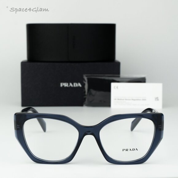 Prada Women Eyeglasses Blue Crystal Demo Cat Eye PR18WV 08Q1O1 BRAND NEW - Picture 3 of 7